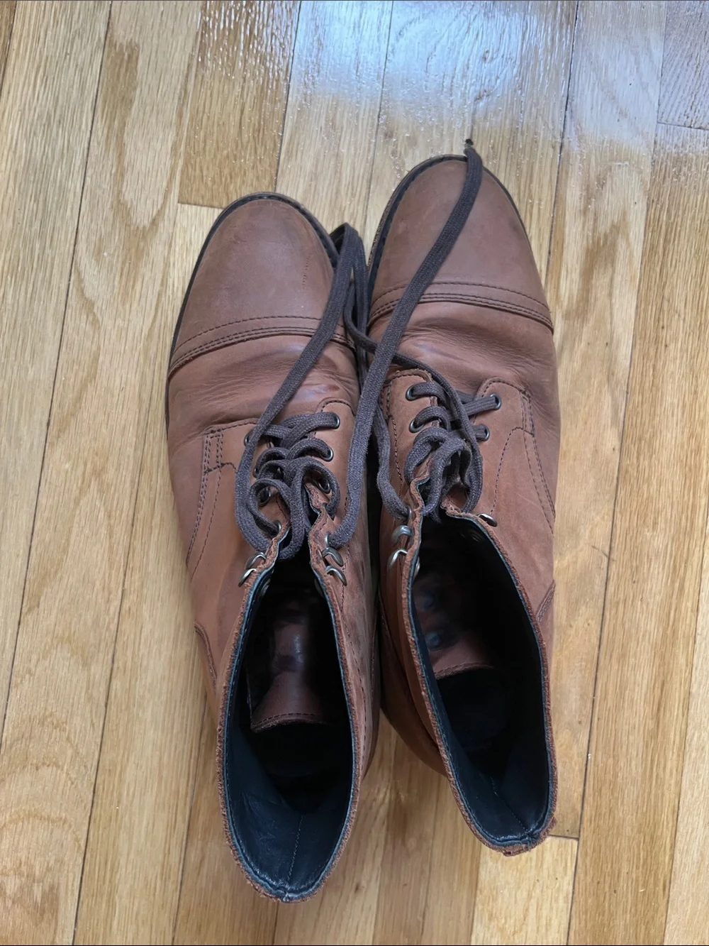 Thursday Boot Company Tan Leather Cap-Toe Lace-Up Boots